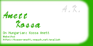 anett kossa business card